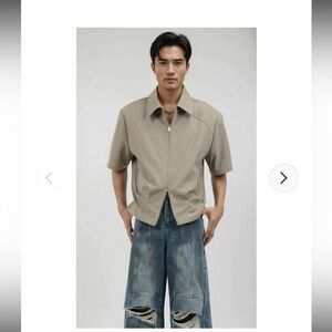 Men's Beige Short Sleeve Polo Shirt